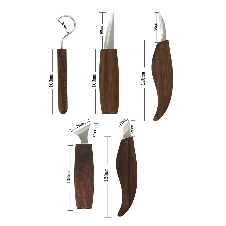 Allsome Holzschnitz-Kit mit 8-teiligem Schnitzmesser-Set für Anfänger in Braun - Bild 3