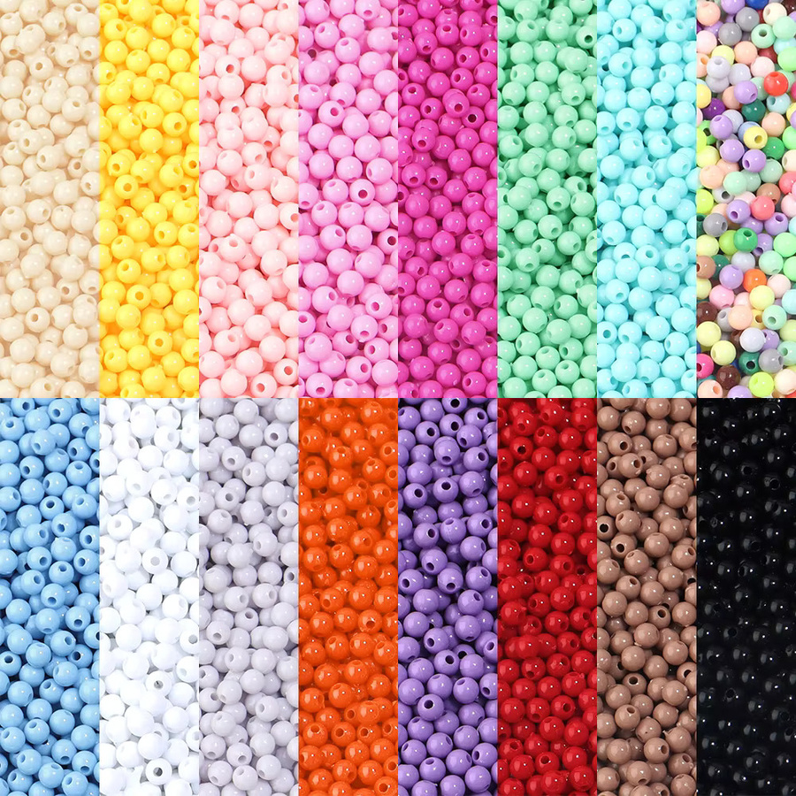 lingsai Acrylperlen, mehrfarbig, rund, 4 mm, 100 Stück - Bild 2