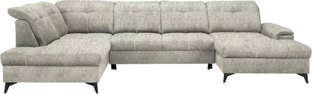 Mömax Wohnlandschaft Sierra in Taupe mit verstellbarer Kopfstütze und Schlaffunktion, U-Form, Stoffbezug - Bild 1