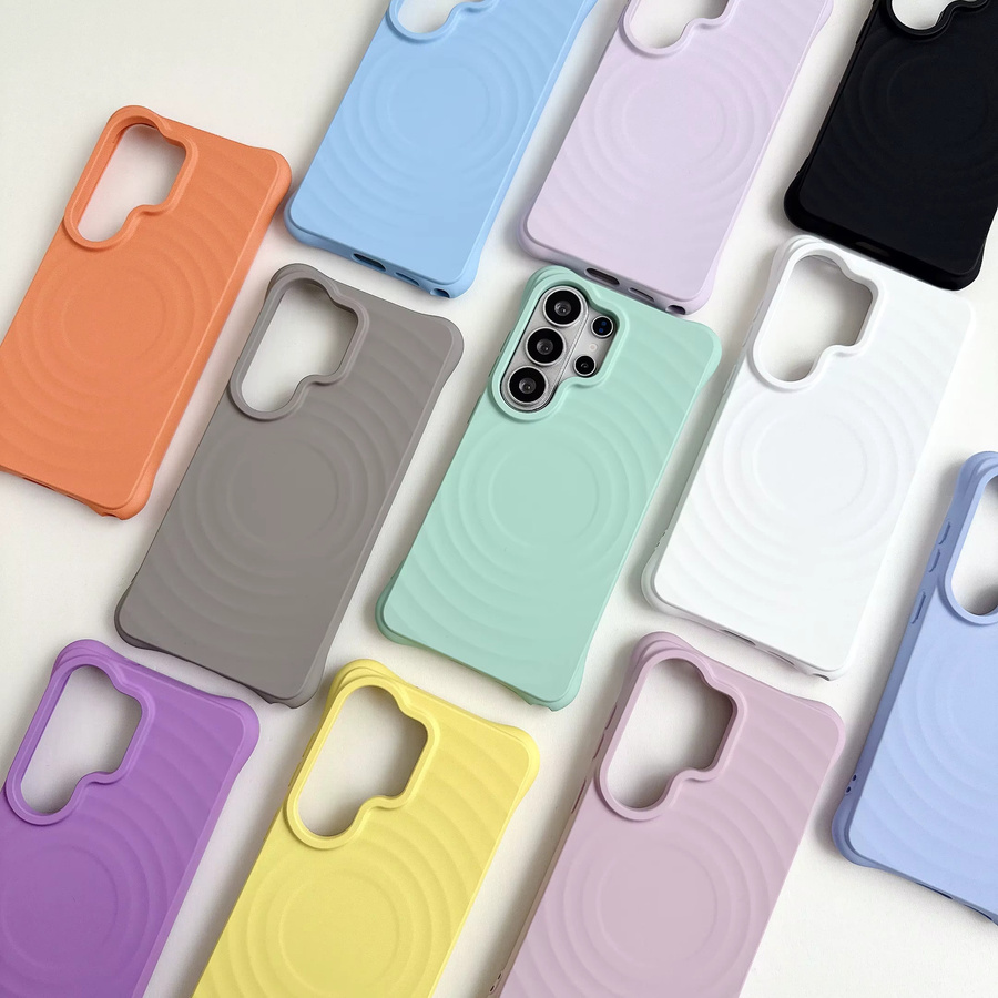 Luxuriöse Silikon Handyhülle mit Wasserwellen-Design für Samsung Galaxy S26 S25 S24 S23 Ultra Plus mit MagSafe Kompatibilität in Weiß - Bild 3