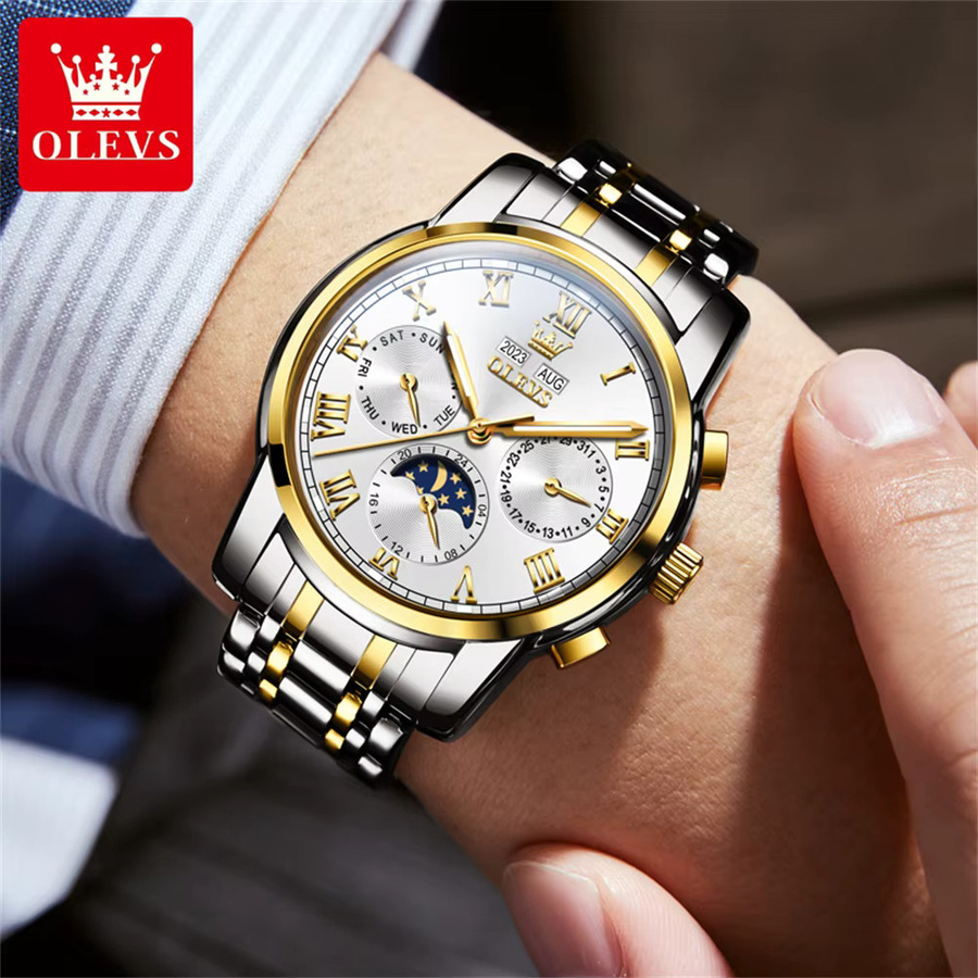 OLEVS Armbanduhr, Automatik, Edelstahl, Gold, Herren - Bild 2