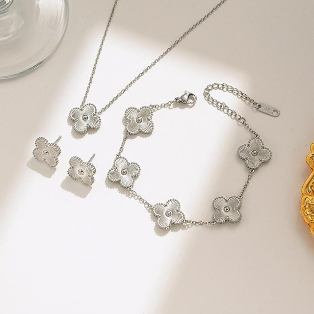 Pickerr Schmuck-Set Halskette & Armband, Titanstahl, Silber, Damen - Bild 1