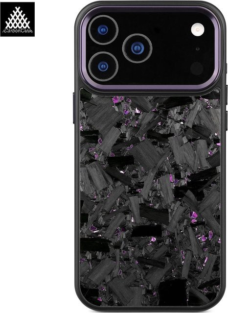 Icarboncase MagSafe Handyhülle aus Carbonfaser für iPhone 17 17Air 17Pro 17 Pro Max in Schwarz mit Metallkameraobjektiv und Tasten - Bild 1