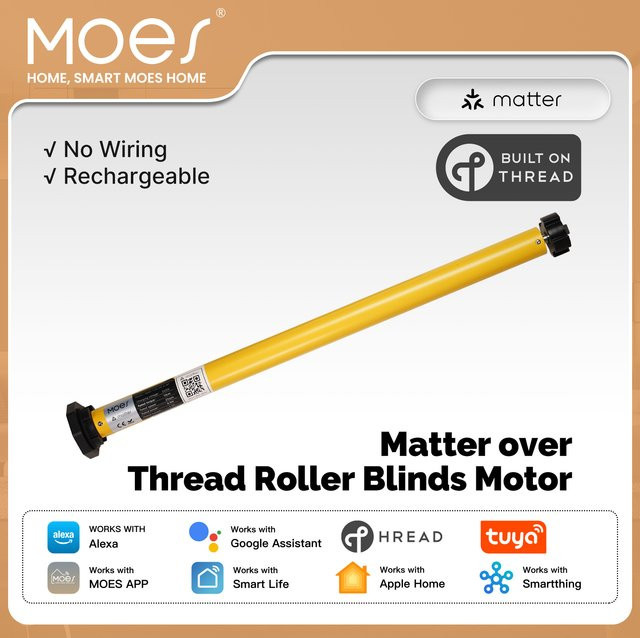 Moes Tuya Matter Thread Rolladenmotor für 38 mm Rohre zur Smart Home Automatisierung kompatibel mit Alexa, Google Home und Apple HomeKit - Bild 1