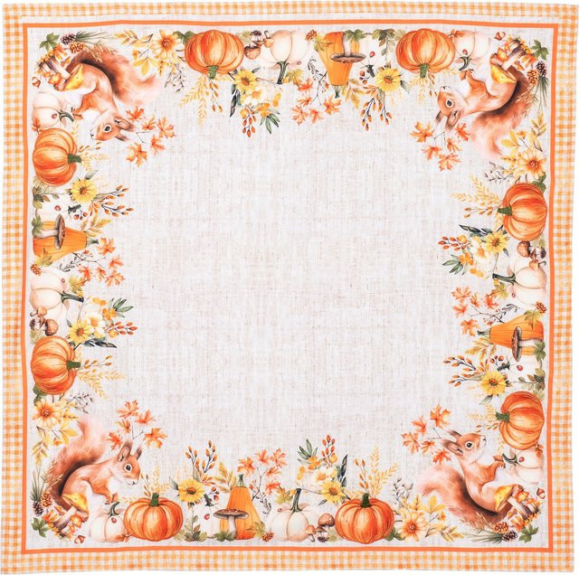 Mitteldecke viva domo Eichhörnchen Eddi, Mehrfarbig (Orange, Weiß), 85 x 85 cm - Bild 1