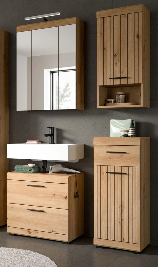 Badmöbel Set Shawn von Inn.Furn in Eiche Matt, 4-teilig, Braun, Breite: 112 cm - Bild 1