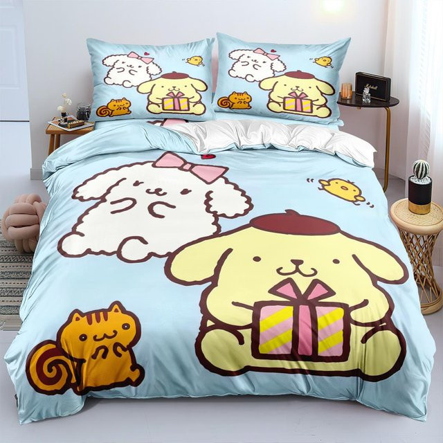 Lodestar Pom Pom Purin Bettwäscheset aus Mikrofaser mit Motiv, Blau, B/H: 135 x 200 cm - Bild 1