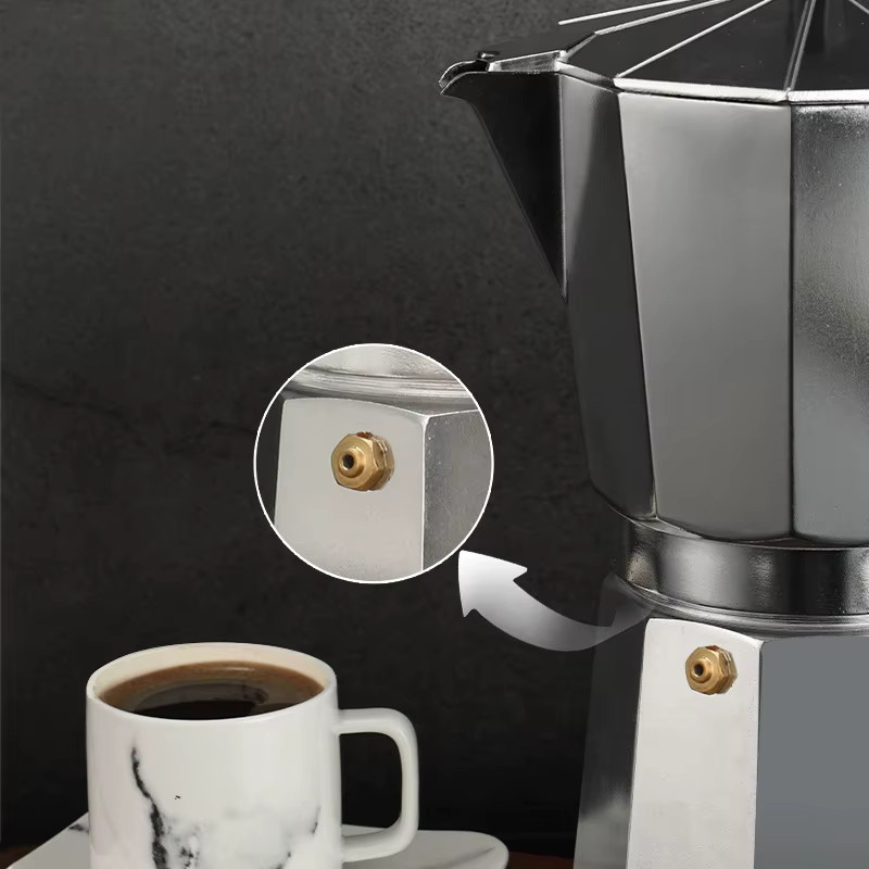 RSCHEF Moka-Kanne aus Aluminium in Silber für Espresso und klassischen Kaffee - Bild 5