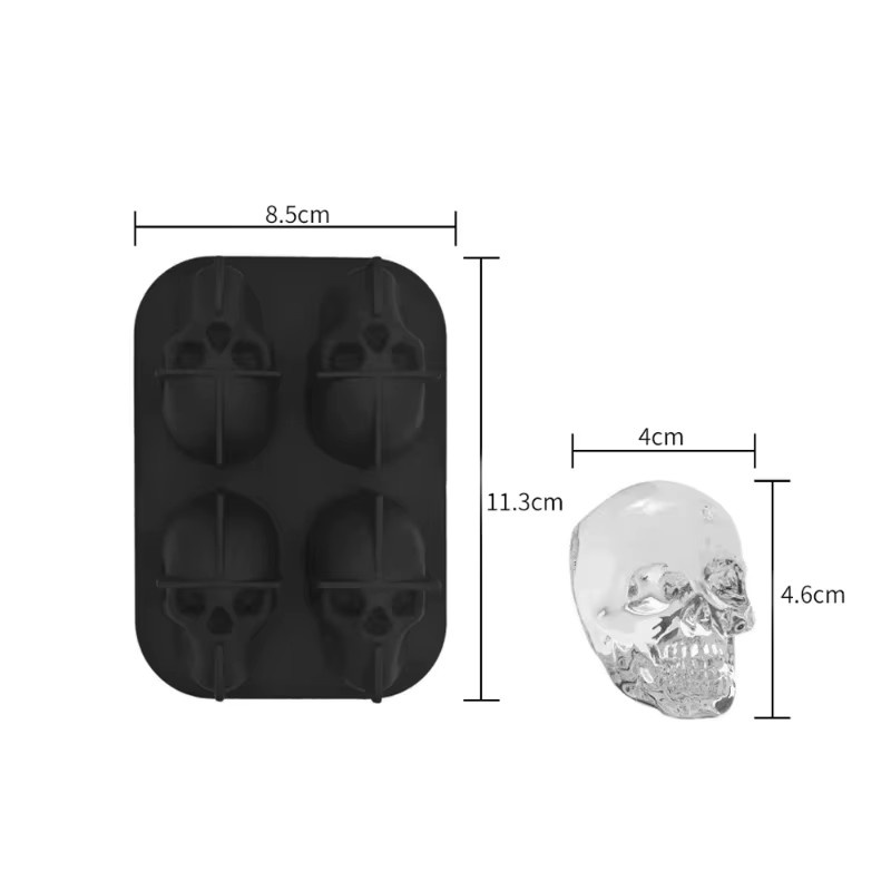 YOCITY Eiswürfelform Silikon Schädel 3D Eisball Form Schwarz BPA-frei - Bild 6