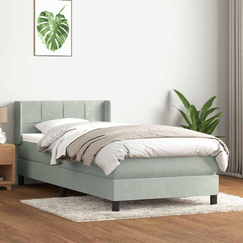 VIDAXL Boxspringbett mit Matratze in Grau aus Samt, B/L: 80 x 210 cm - Bild 1