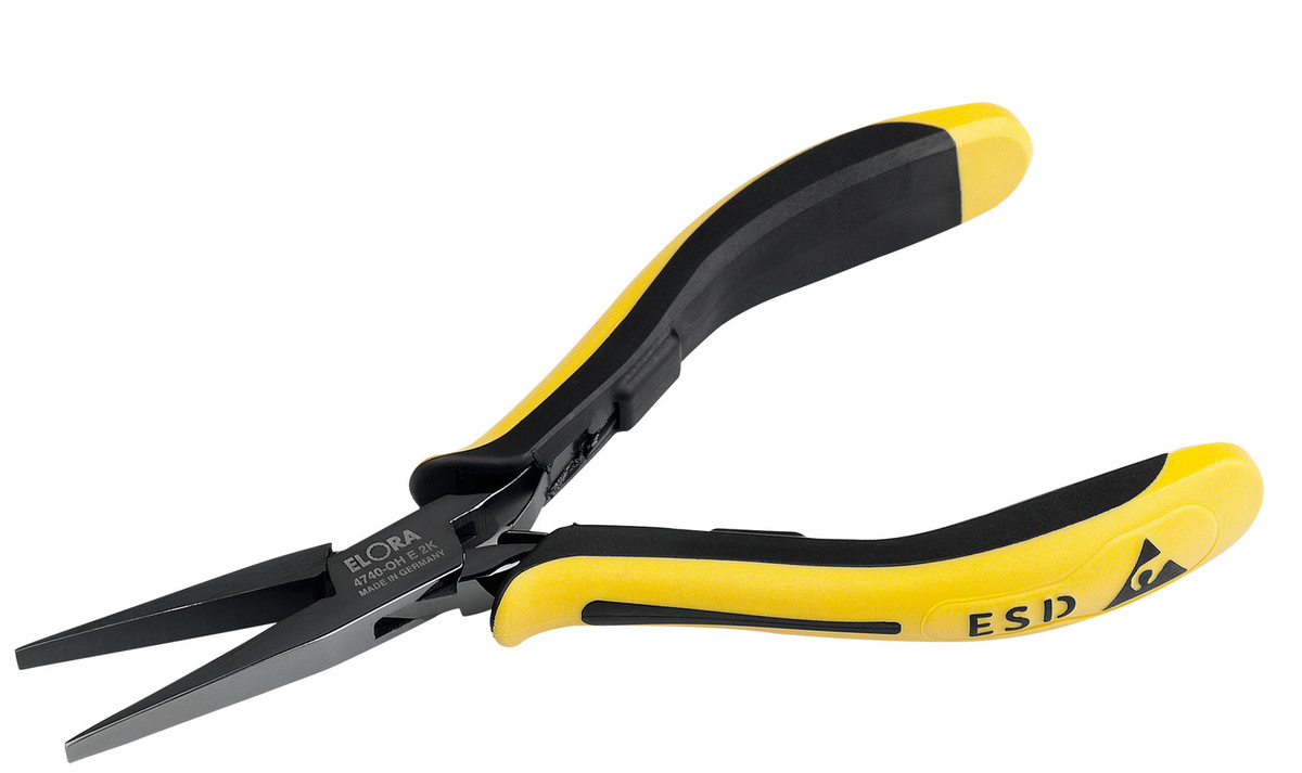 Elora ESD Flachzange mit glatter Greiffläche ELORA-4740-OH E 2K in Gelb - Bild 1