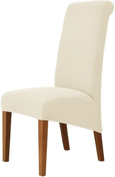 Stuhlhusse aus Maisflanell mit hoher Rückenlehne in Beige, elastische Jacquard-Hülle für Esszimmer, Küche und Büro, Größe M (45-58 cm) - Bild 1