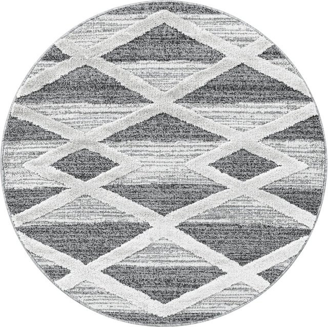 Ayyildiz Hochflorteppich Pisa 4709 Grau Rund Ø 200 cm - Bild 1