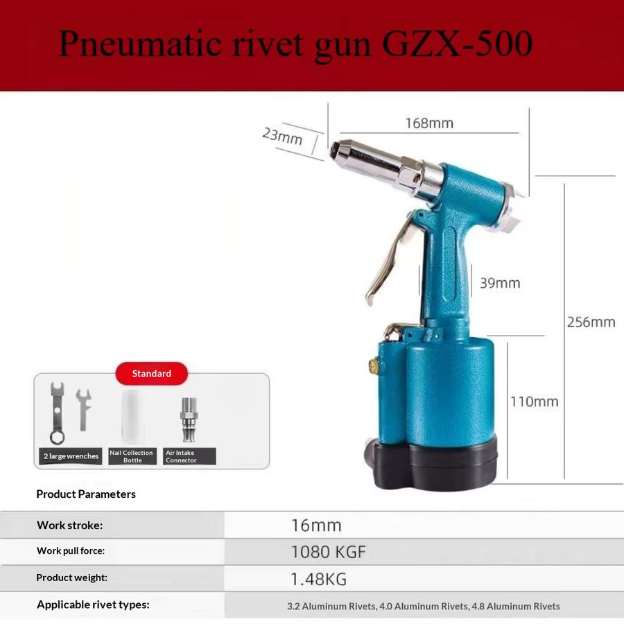 XMSJ Pneumatische Nietpistole in Blau für industrielle Blindnietarbeiten an Fenstern und Türen - Bild 5