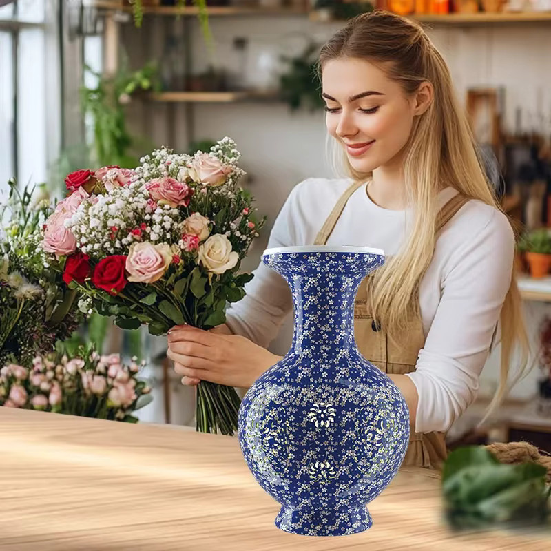 CONUSEA 3D Porzellan Puzzle Blumenvase mit floralem Design in Natur für Erwachsene - Bild 3