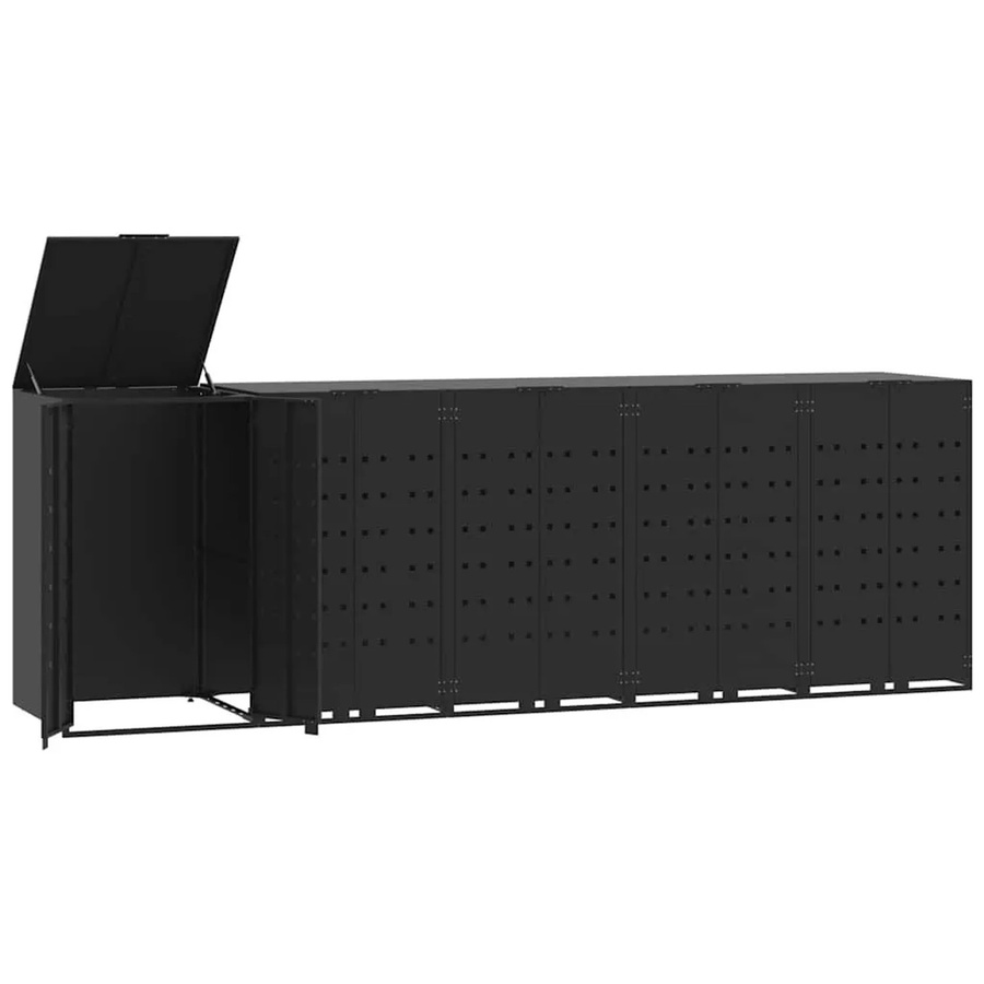 DELUKE Mülltonnenbox GORILO Mülltonnenverkleidung für 5 Tonnen aus Stahl in Schwarz Matt, B/T/H: 345 x 79 x 117 cm - Bild 2