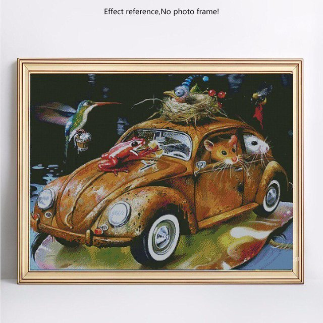 FIYO Diamant-Malerei Cartoon Auto mit runden Steinen, Multicolour, B x H: 40 x 50 cm - Bild 1