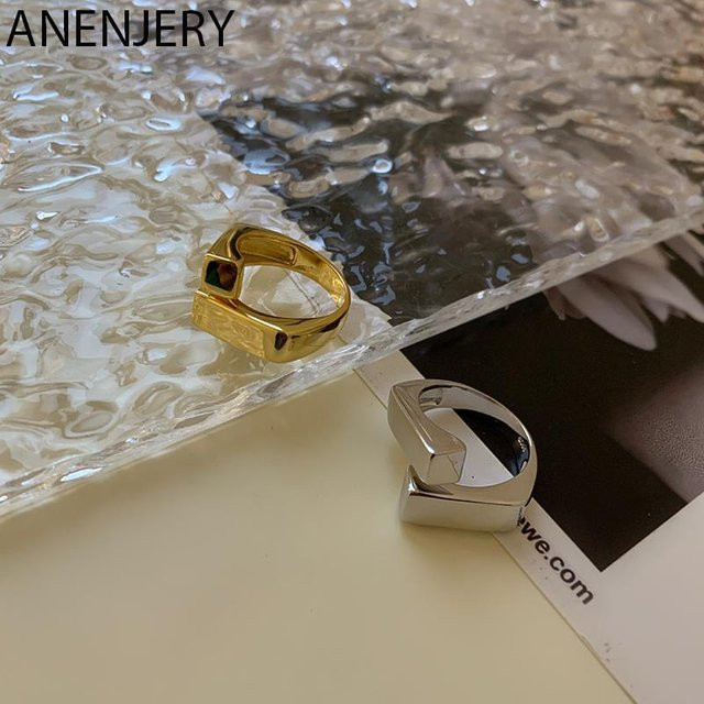 ANENJERY Ringe, Flaches Kreuz, Silber, Unisex - Bild 1