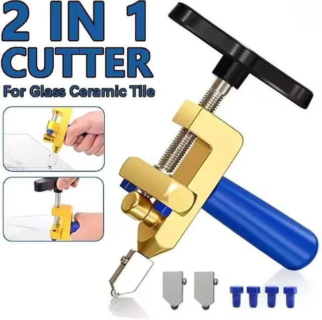 EQZ 2-in-1 Glaskeramikfliesenschneider mit Diamantrolle und Messer zur manuellen Fliesenbearbeitung - Bild 1