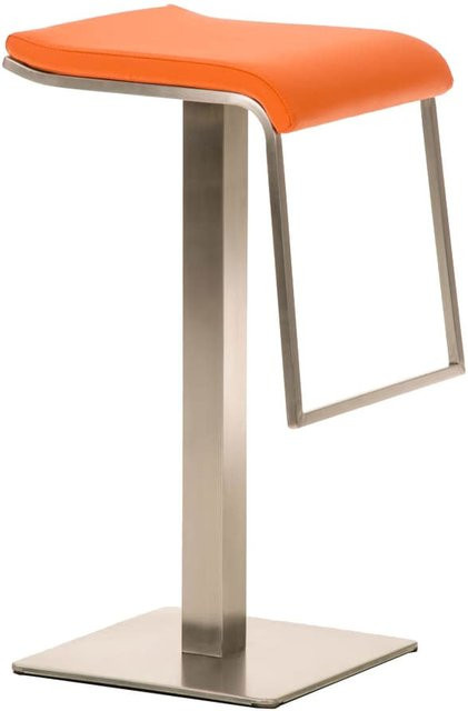 CLP Barhocker Lameng aus Kunstleder mit Edelstahlgestell und Fußablage in Orange - Bild 1