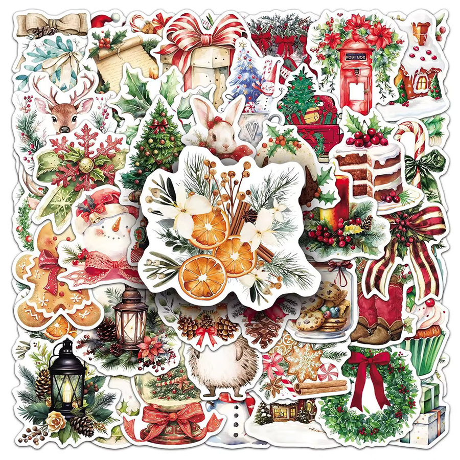 Rspctou Vintage Cartoon Ästhetische Weihnachtsaufkleber, multicolor, 10-teiliges Set - Bild 3