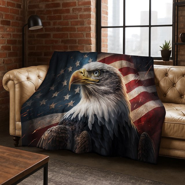 Faviora Flanelldecke United States National Bird Eagle in Multicolour, weiche und warme Decke für Schlafzimmer, Wohnzimmer oder Reisen - Bild 1