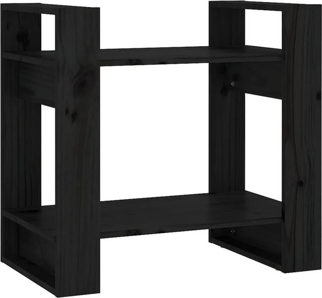 vidaXL Bücherregal und Raumteiler aus Kiefer-Massivholz in Schwarz, B/T/H: 60 x 35 x 57 cm - Bild 1