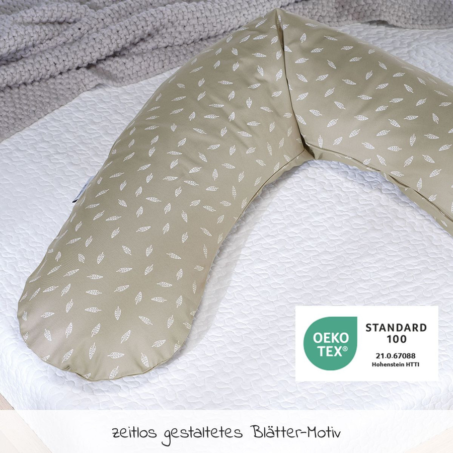 Theraline Ersatzbezug für das Original Stillkissen 190 cm in Blättertanz Taupe aus Baumwolle - Bild 2