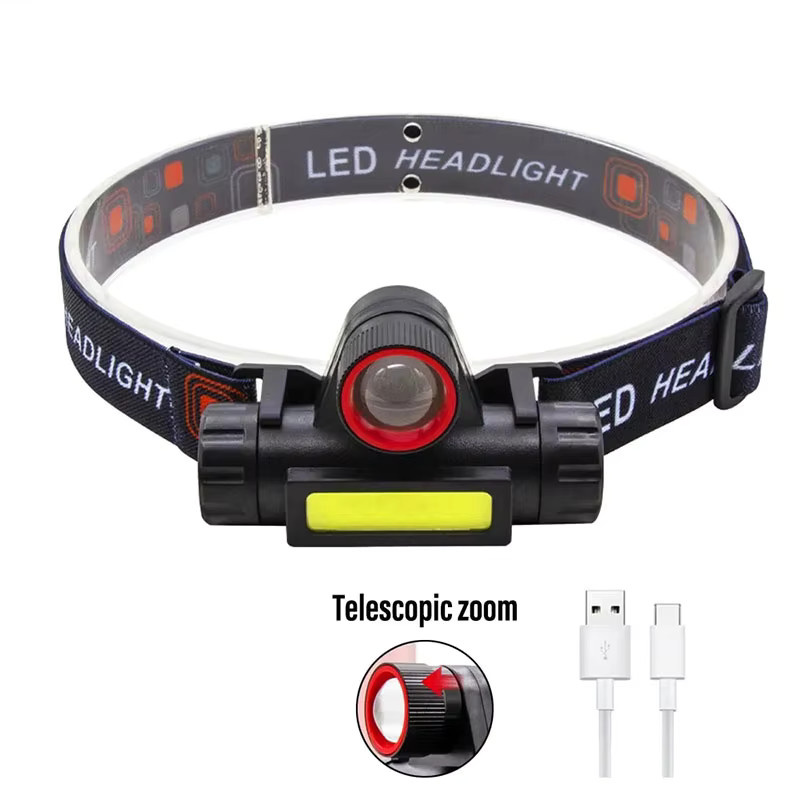 ESMARTER COB LED Stirnlampe mit Magnet und wiederaufladbarem Akku, wasserdichte Outdoor-Kopflampe in Schwarz - Bild 2