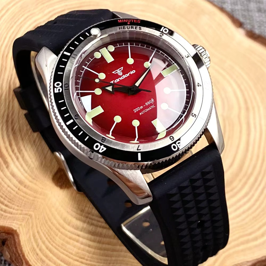 Tandorio Automatik-Taucheruhr, Edelstahl, 40 mm, Herren, 20 ATM, Schwarz - Bild 3