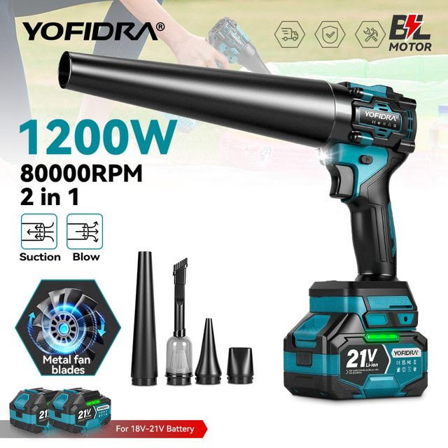 YOFIDRA 2in1 Akku-Turbo-Gebläse und Sauger mit 80000 U/min bürstenloser Motor zur Reinigung von Staub, Laub und Schnee - Bild 1