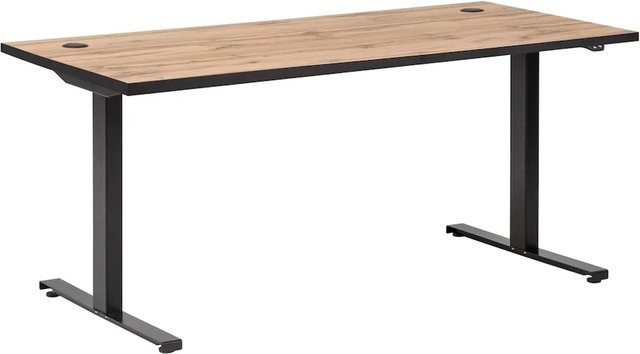 PROREGAL Schreibtisch Panda mit elektrischer Höhenverstellung in Eiche, H: 70 cm, B: 160 cm, T: 75 cm - Bild 1