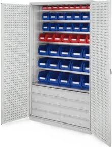Kappes Grossraumschrank Modell 25 Lochplattentüren aus Stahl in Grau und Weiss, H: 195,0 cm, B: 113,0 cm, T: 59,0 cm - Bild 1