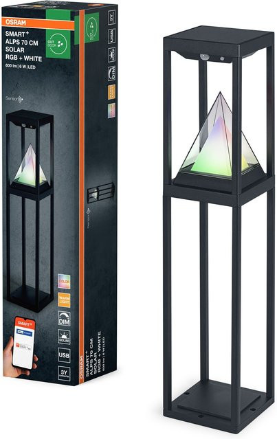 OSRAM SMART+ Outdoor Bluetooth Solar-Wegeleuchte in Schwarz mit warmweißem (3000K) und RGB Farblicht, dimmbar mit Bewegungssensor und Dämmerungssensor, IP44 - Bild 1