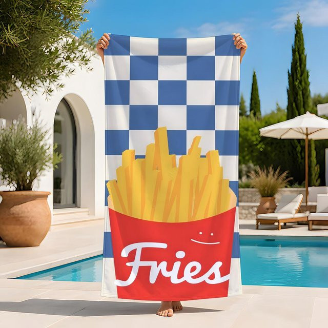 JMG Household Supplies Strandtuch F-Pommes Blau, sandfrei und schnelltrocknend, B/H: 35 x 60 cm - Bild 1