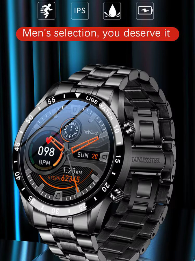 LIGE Smartwatch, Edelstahl, Silber, Herren - Bild 7