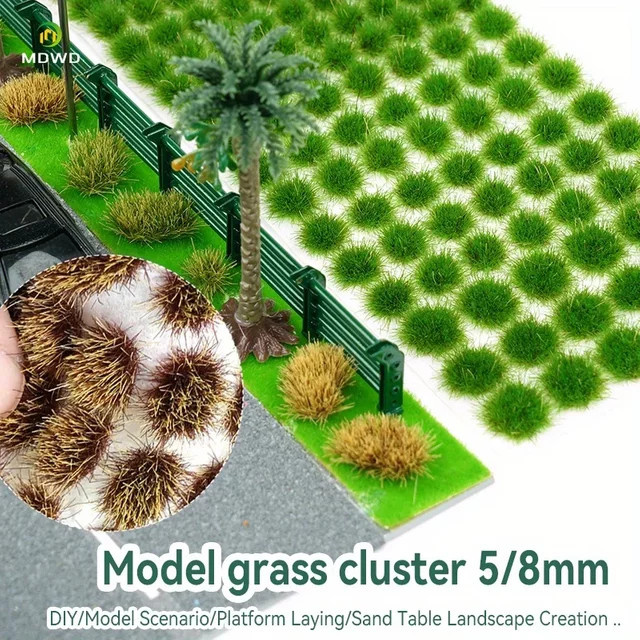 MDWD Kunstrasen Büsche Miniatur Gras Pflanze, Grün, Natur, Kunststoff - Bild 1