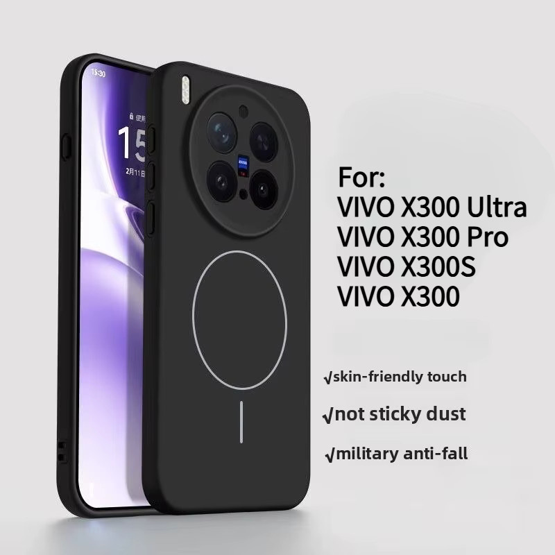 Magnetische Silikon Hülle für Vivo X300 Ultra, X200 Pro und X300S mit MagSafe Unterstützung für kabelloses Laden in Grau und Schwarz - Bild 6