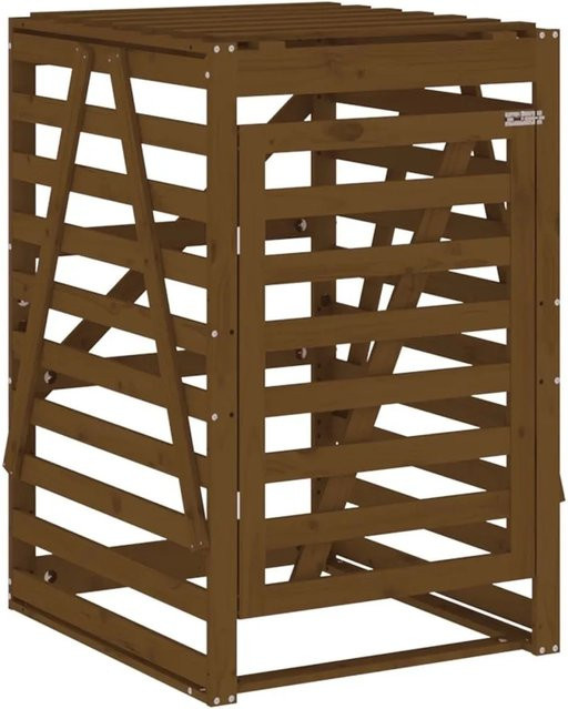 DELUKE Mülltonnenbox BOUMI aus Kiefernholz in Braun, Mülltonnenverkleidung für 1 Tonne, B/T/H: 84 x 90 x 128,5 cm - Bild 1