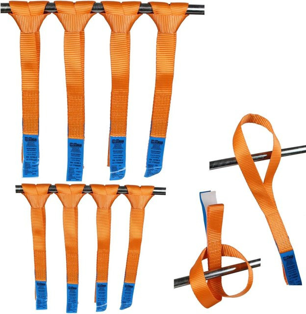 8er Set TRUTZHOLM Zurrschlaufen in Orange mit 1750kg Gurtlast, Breite: 35 mm, Länge: 45 cm - Bild 1