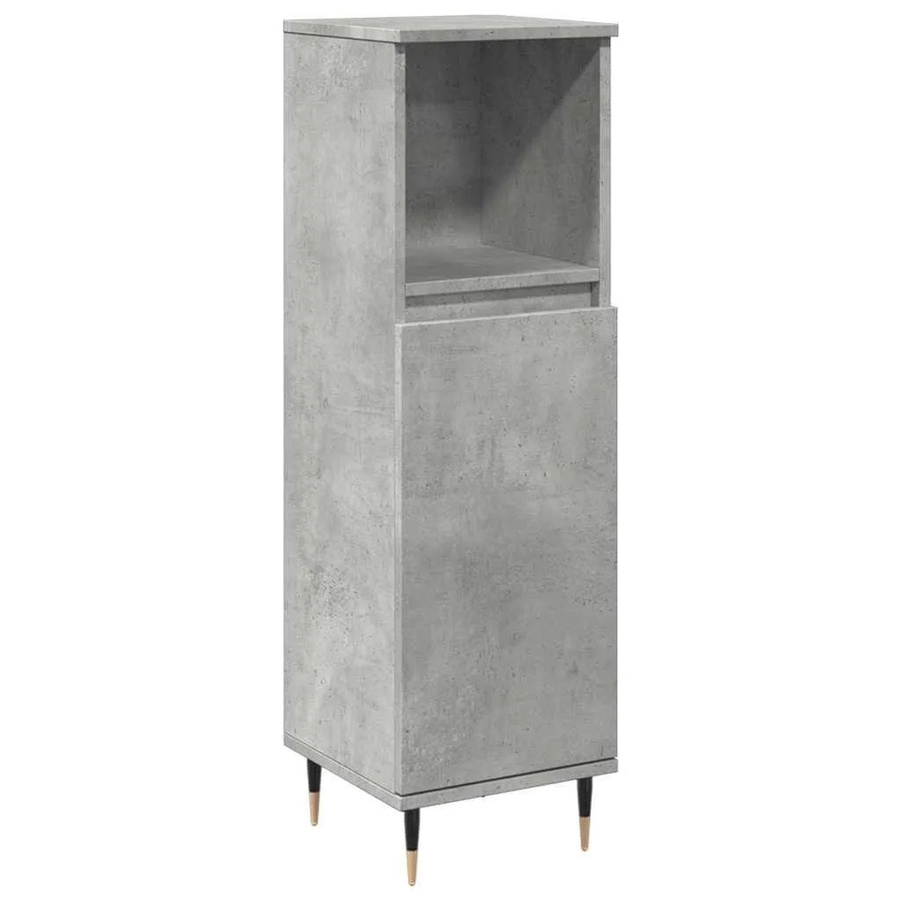 vidaXL Badschrank in Betongrau im industriellen Stil aus Holzwerkstoff und Eisen, B/T/H: 30 x 30 x 100 cm - Bild 2