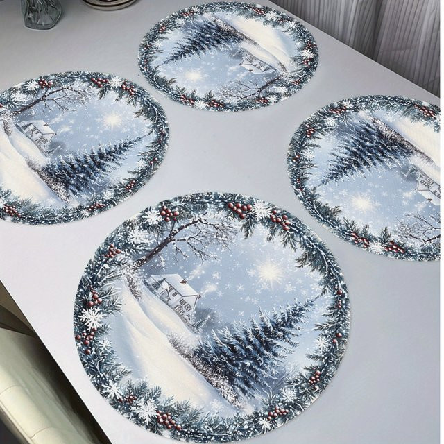 VIKAMA 4er Set Weihnachts Tischsets mit Tannenzapfen-Design für die festliche Tischdekoration - Bild 1