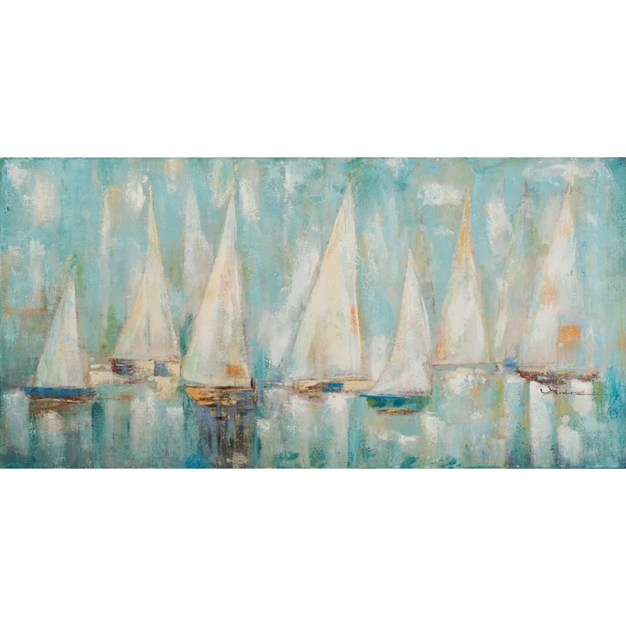 Art Universe Leinwandbild Segelregatta in Blau und Multicolour, Breite: 70 cm, Breite: 140 cm - Bild 2