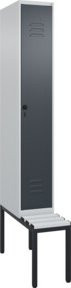 C+P Spind Classic PLUS Garderobenschrank mit Sitzbank, 1 Abteil, Lichtgrau, B/T/H: 212,0 x 30,0 x 81,5 cm - Bild 1