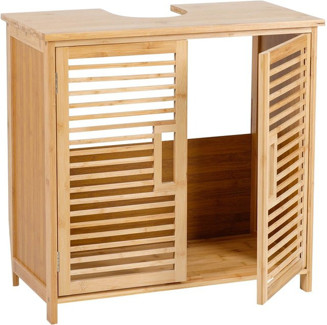 Axentia Waschbeckenunterschrank aus Bambus in Braun, B/T/H: 60 x 58 x 30 cm - Bild 1