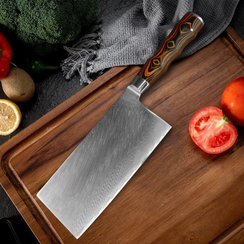 InLeung Damaskus Kochmesser mit Holzgriff in Silber - Bild 5