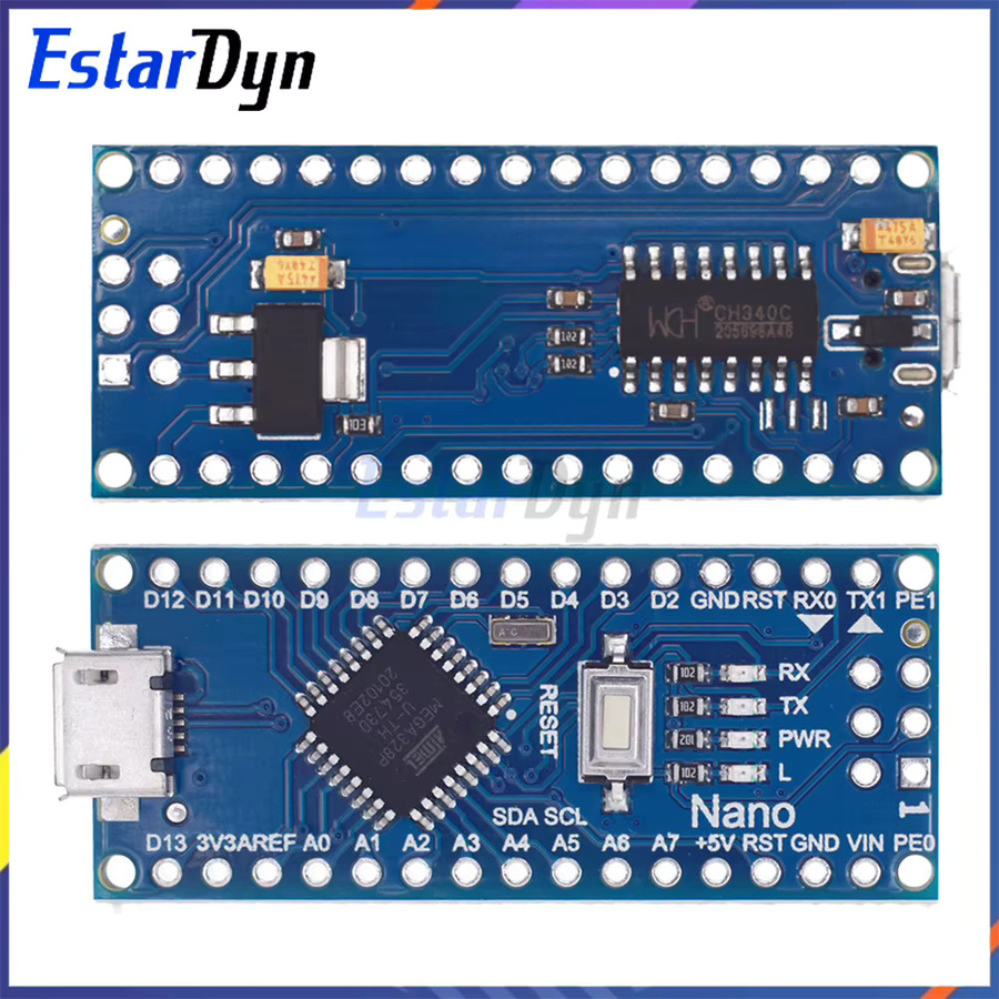 Estardyn Nano-Controller ATMEGA328P mit Bootloader in Blau, kompatibel mit USB-C und Micro-USB, 16MHz - Bild 2