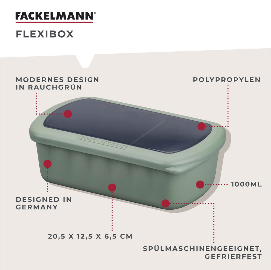 Fackelmann Flexibox Be The Move Aufbewahrungsboxen mit Trennteilen, grün, 3-teiliges Set, 1000 ml - Bild 3