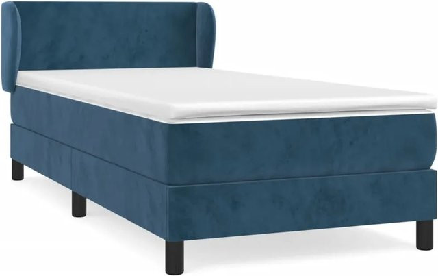 vidaXL Boxspringbett mit Matratze Dunkelblau Samt B/T: 100 x 200 cm - Bild 1