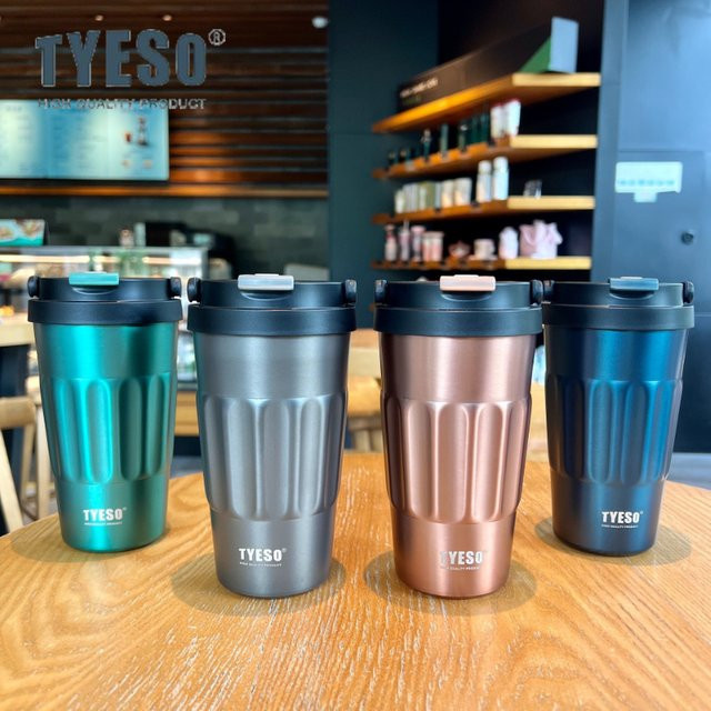TYESO Retro Isolierter Kaffeebecher aus 304 Edelstahl als Vakuum-Thermobecher mit Griff, Multicolor, 400ml/500ml - Bild 1